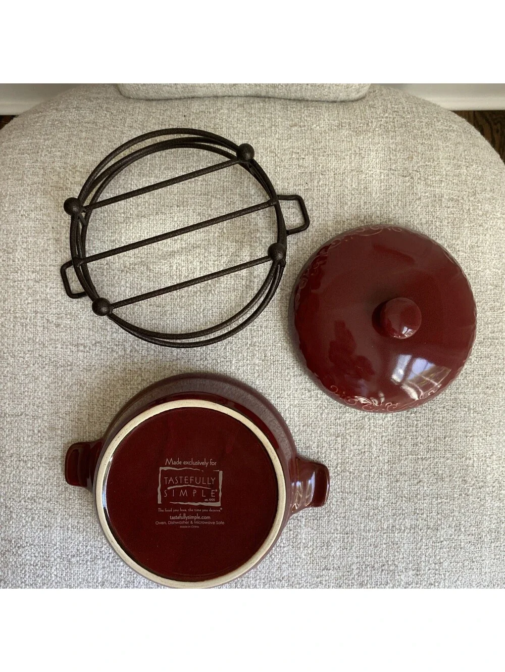 Tastefully Simple Brick Red 3 PC Set Dip Ceramic 6